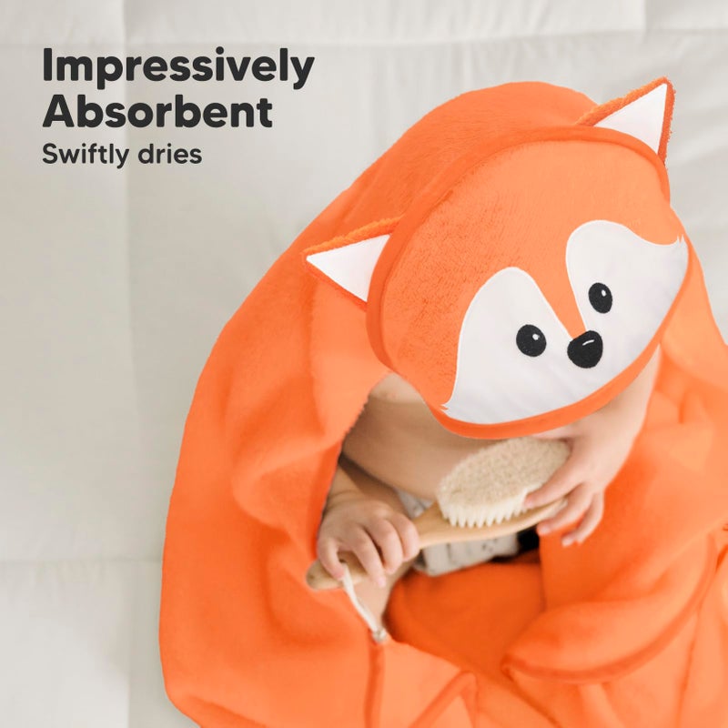 KeaBabies Hooded Baby Towel for Newborn - Viscose Derived from Bamboo Large Baby Bath Towels with Hood for Boys, Girls, Toddler, Extra Absorbent & Soft Newborn Bath Essentials (Fox) - Image 5