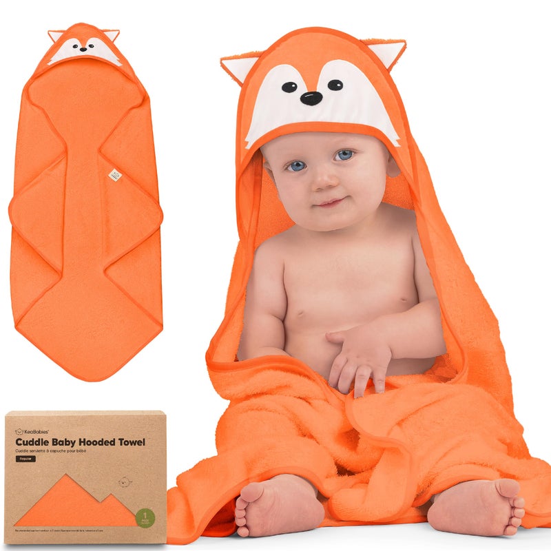 KeaBabies Hooded Baby Towel for Newborn - Viscose Derived from Bamboo Large Baby Bath Towels with Hood for Boys, Girls, Toddler, Extra Absorbent & Soft Newborn Bath Essentials (Fox) - Image 1