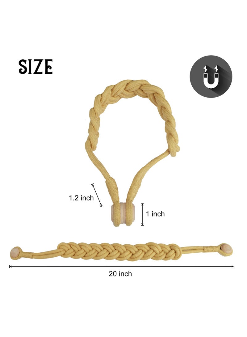 KASTWAVE Curtain Tiebacks Magnetic Woven Curtain Holdback Drapery Tie-Back (Gold New-4Pack) - Image 3