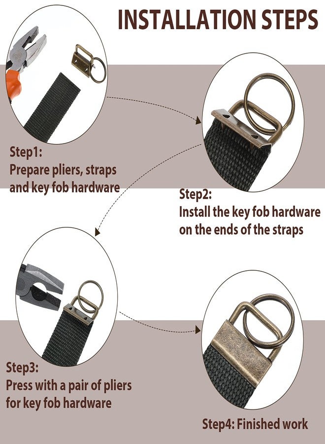 Tenare 120 Pieces Key Fob Hardware 6 Colors Keychain Fob Wristlet Hardware with Key Ring Key Fob Chain Hardware 1 Inch - Image 4