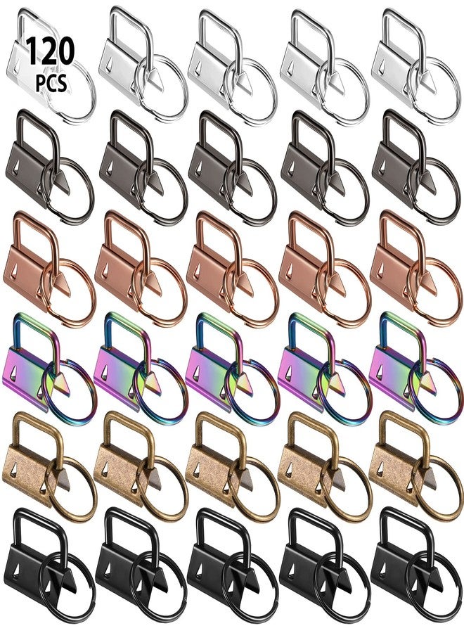 Tenare 120 Pieces Key Fob Hardware 6 Colors Keychain Fob Wristlet Hardware with Key Ring Key Fob Chain Hardware 1 Inch - Image 1