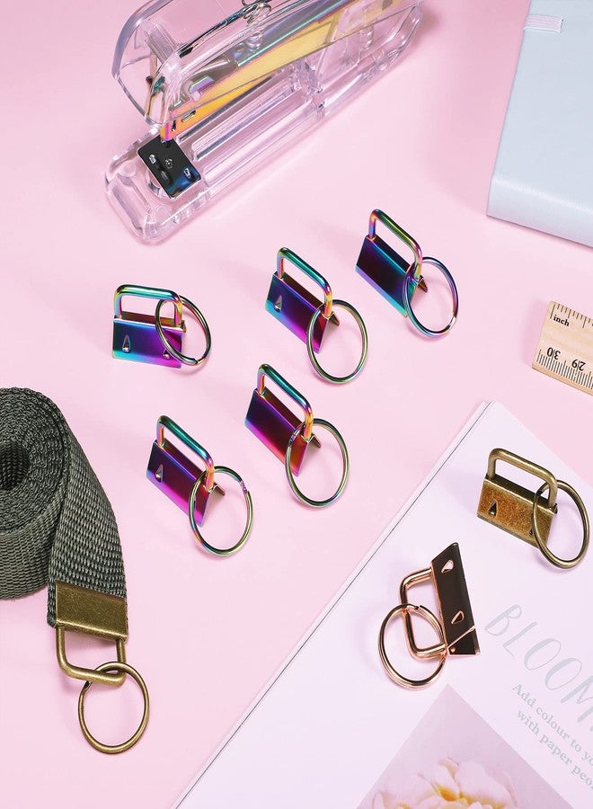 Tenare 120 Pieces Key Fob Hardware 6 Colors Keychain Fob Wristlet Hardware with Key Ring Key Fob Chain Hardware 1 Inch - Image 5