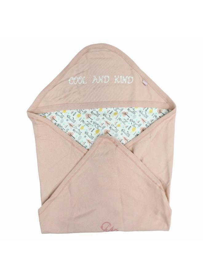 Junior Baby Cotton Blanket – Pink with "Cool and Kind" Print - Image 1