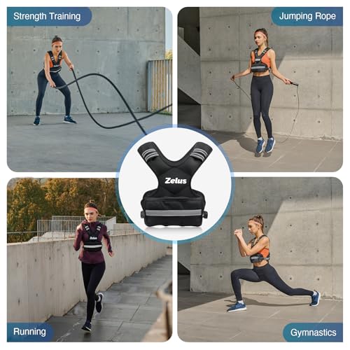 ZELUS Weighted Vest for Men and Women | 4-10lb/11-20lb/20-32lb Vest with 6 Ironsand Weights for Home Workouts | Adjustable Body Weight Vest Exercise Set for Cardio and Strength Training (11-20 lb.) - Image 5