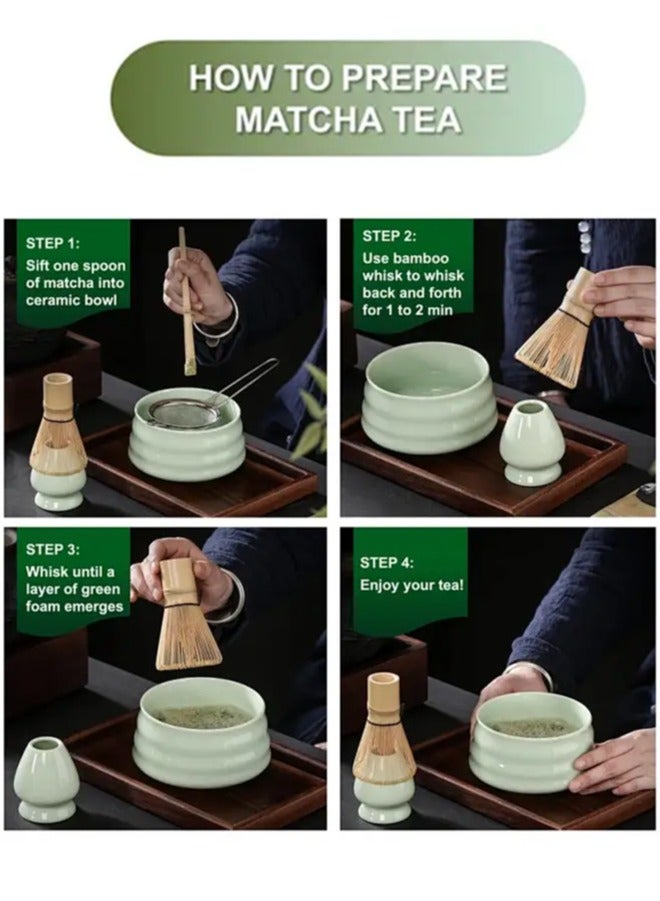 APEX Matcha Whisk Set, 4pcs Japanese Tea Set,Matcha Whisk,Traditional Scoop, Matcha Bowl, Ceramic Whisk Holder,Traditional Matcha Tool Set for Matcha Tea Ceremony - Image 3