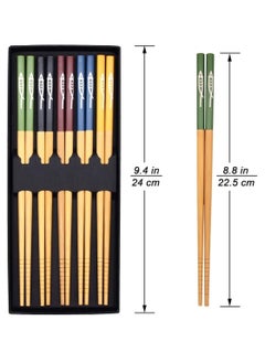 KASTWAVE 5 Pairs Reusable Chopsticks Set Lightweight Different Style Chop Sticks Utensils, Wooden Chinese Japanese Korean Chopsticks, Family Use Gift Set for Sushi, Noodles, Rice, Camping  - Image 4