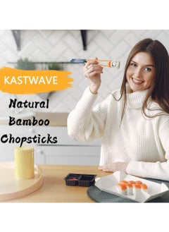 KASTWAVE 5 Pairs Reusable Chopsticks Set Lightweight Different Style Chop Sticks Utensils, Wooden Chinese Japanese Korean Chopsticks, Family Use Gift Set for Sushi, Noodles, Rice, Camping  - Image 2