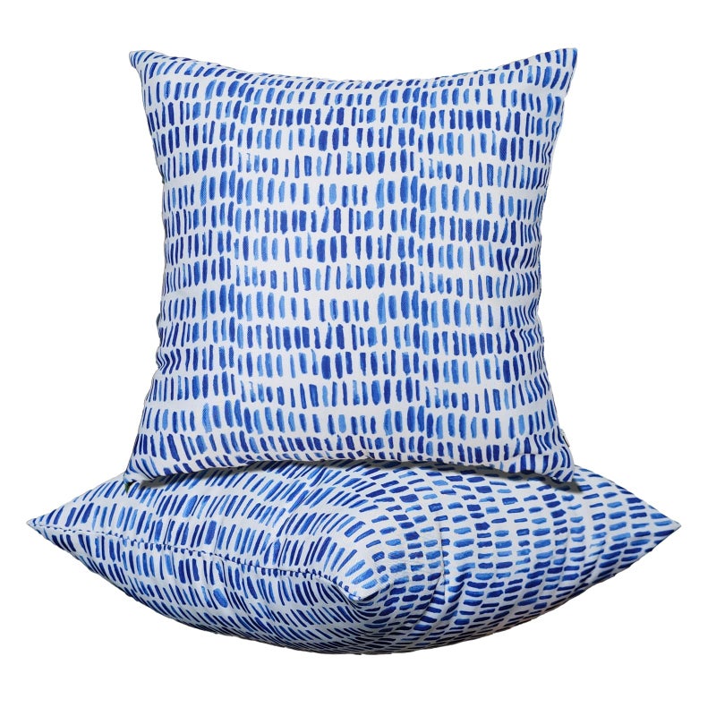 JMGBird Water-Resistant Outdoor Pillows Set of 2, 18x18 inch Durable White with Gradient Square Pattern Throw Pillows with Inserts for Patio Furniture - Image 1