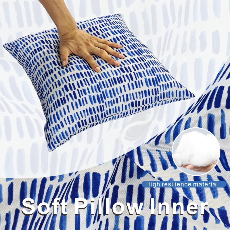 JMGBird Water-Resistant Outdoor Pillows Set of 2, 18x18 inch Durable White with Gradient Square Pattern Throw Pillows with Inserts for Patio Furniture - Image 4