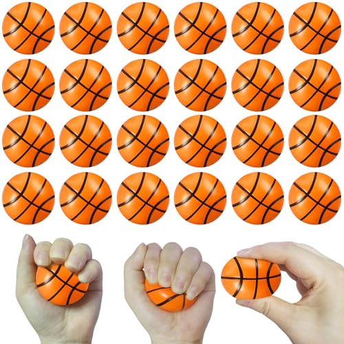 HENXING 24Pcs 2 Inch Mini Basketball Stress Ball for Kids Tiny Basketball Fidget Toys for Party Favors Decorations Gifts School Carnival Squeeze Bouncy Sports Balls for Boys Girls - Image 1