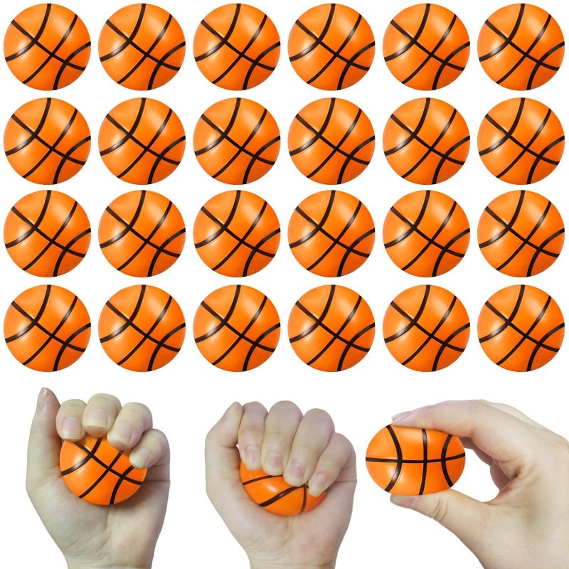 HENXING 24Pcs 2 Inch Mini Basketball Stress Ball for Kids Tiny Basketball Fidget Toys for Party Favors Decorations Gifts School Carnival Squeeze Bouncy Sports Balls for Boys Girls - Image 3