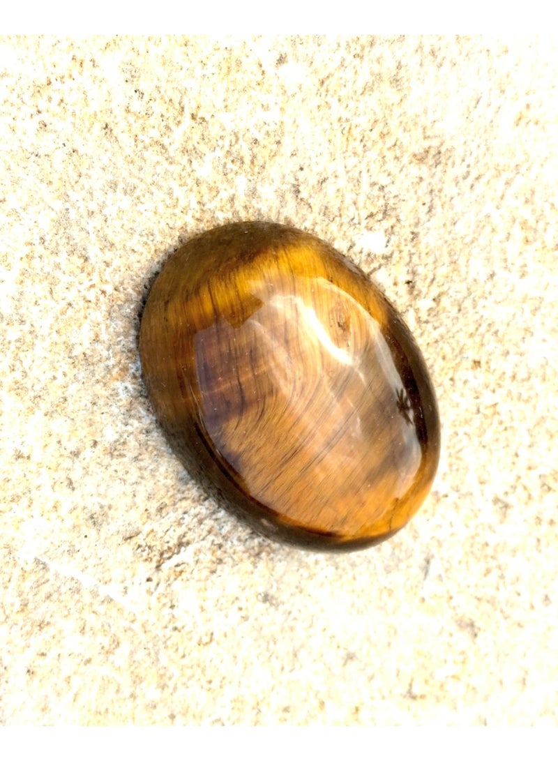 حجر عين النمر الطبيعي الاصلي شكل بيضاوي رائع مناسب لعمل خاتم أو دلاية وللجنسين - Image 4