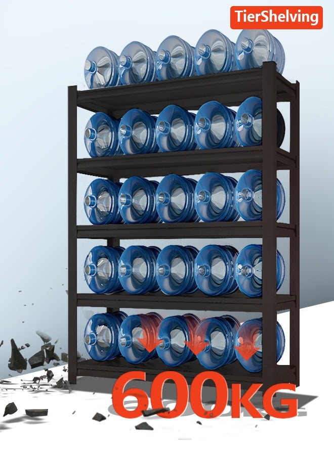 5 Tier Metal Shelving Unit 160 x 90 x 30 cm, Adjustable Storage Rack with High Load Capacity, Heavy Duty Garage Shelves for Basement, Kitchen, Pantry, Living Room, Warehouse, Black - Image 3