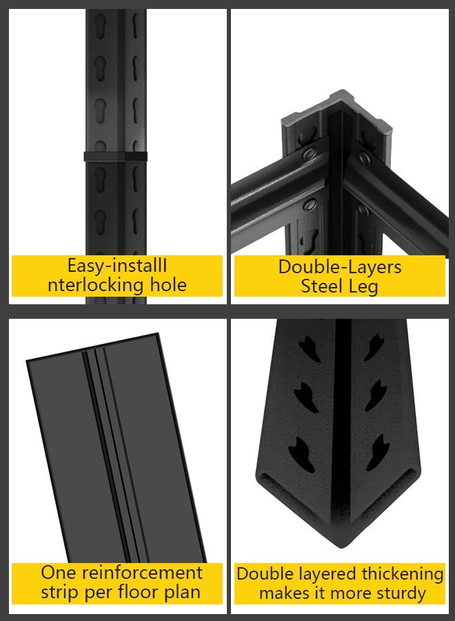 5 Tier Metal Shelving Unit 160 x 90 x 30 cm, Adjustable Storage Rack with High Load Capacity, Heavy Duty Garage Shelves for Basement, Kitchen, Pantry, Living Room, Warehouse, Black - Image 5