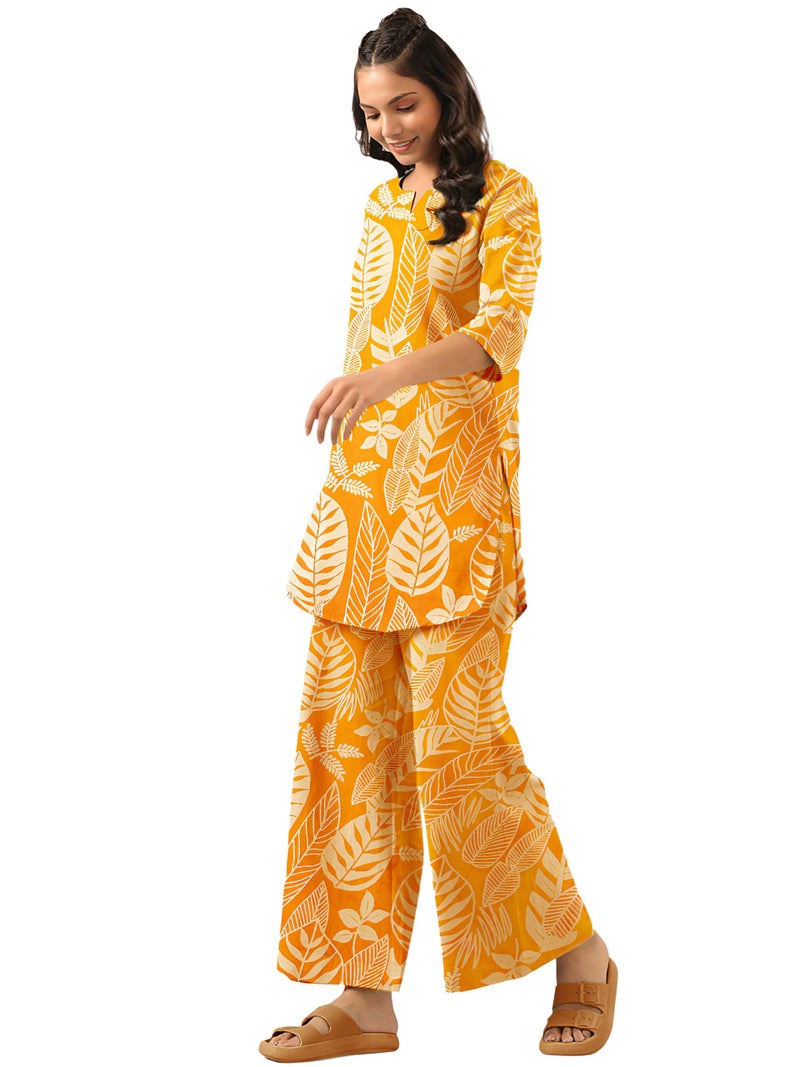 Tee Projekt Co Ord Set for Women Stylish | Kurta Set for Women Yellow - Image 1