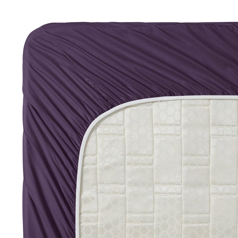 Clara Clark Bed Sheets, Premier 1800 Series 4 Piece Bed Sheet Set, Deep Pocket, Wrinkle, Fade, Stain Resistant, Luxury Soft Bedding Sheets & Pillowcases, Queen, Purple Eggplant - Image 4