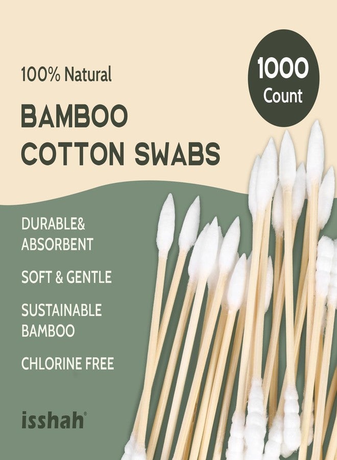 Isshah Bamboo Cotton Swabs - 1000 Count - Pointed & Spiral Heads- 100% Biodegradable Cotton Buds | Natural & Sustainable Makeup Remover | Organic Cotton Heads | FSC Certified and PETA Approved. - Image 2