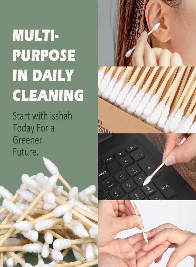 Isshah Bamboo Cotton Swabs - 1000 Count - Pointed & Spiral Heads- 100% Biodegradable Cotton Buds | Natural & Sustainable Makeup Remover | Organic Cotton Heads | FSC Certified and PETA Approved. - Image 5
