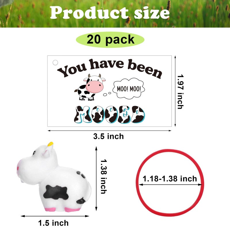 Marsui 60 Pcs You Have Been Mooed Card Kits Includes 20 Moo Moo Card 20 Mini Resin Cows 20 Elastic Rubber Bands for Cruising Carnival Party SUV Car Game Rewards - Image 2