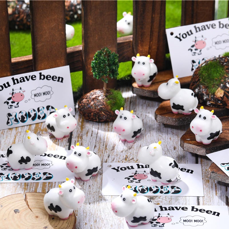 Marsui 60 Pcs You Have Been Mooed Card Kits Includes 20 Moo Moo Card 20 Mini Resin Cows 20 Elastic Rubber Bands for Cruising Carnival Party SUV Car Game Rewards - Image 4