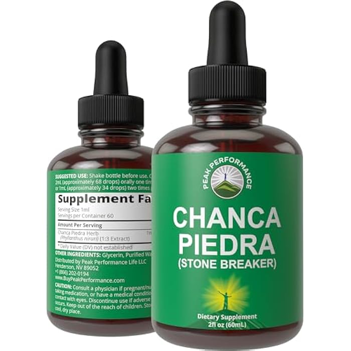 Peak Performance Chanca Piedra Liquid Drops - Stone Breaker - Advanced Kidney Stones Dissolver & Gallbladder Cleanse Support Supplement - USA Tested Stonebreaker - Sugar & Gluten Free Herbal Tincture - 60 Servings - Image 1