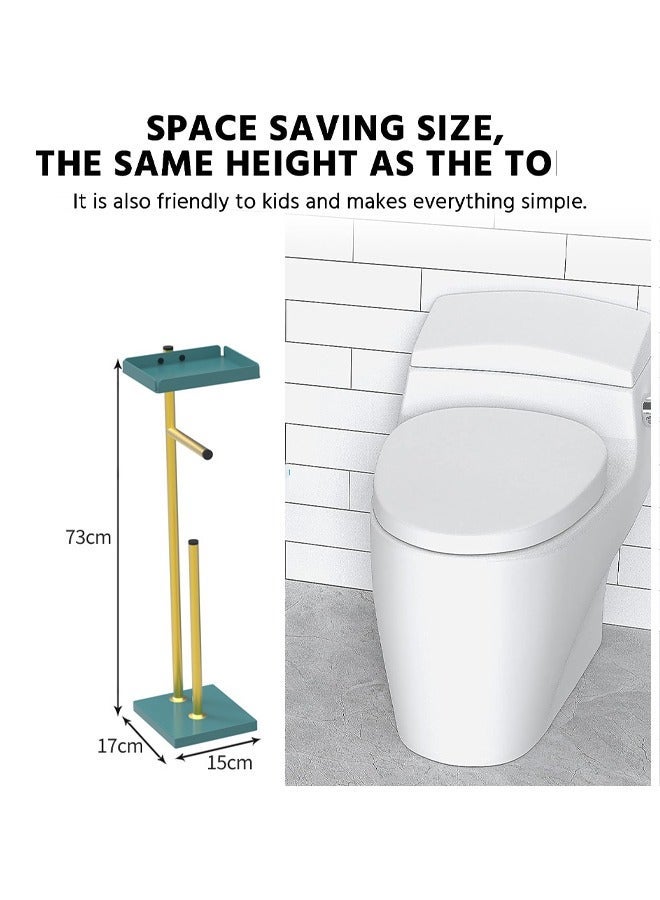 Aissiora Toilet Paper Holder Stand with Phone Shelf Free Standing Bathroom Tissue Roll Dispenser Floor Standing Toilet Roll Holder for Home Bathroom Decoration - Image 2