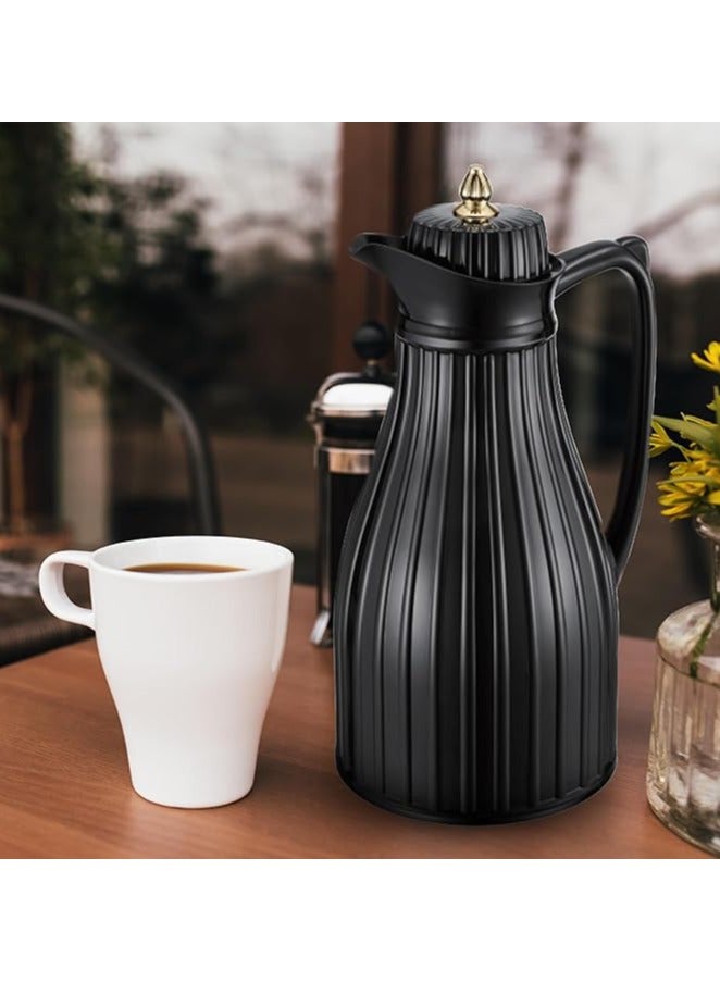 برايت هوم إبريق قهوة معزول حراريًا ومفرغ من الهواء من BRIGHT HOME بسعة 1000 مل، إبريق شاي معزول لشرب القهوة والحليب والشاي، إبريق قهوة متين وأنيق وعملي تمامًا (أسود) - Image 3