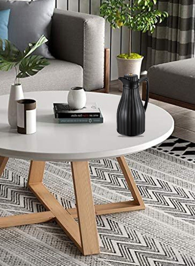 برايت هوم إبريق قهوة معزول حراريًا ومفرغ من الهواء من BRIGHT HOME بسعة 1000 مل، إبريق شاي معزول لشرب القهوة والحليب والشاي، إبريق قهوة متين وأنيق وعملي تمامًا (أسود) - Image 4