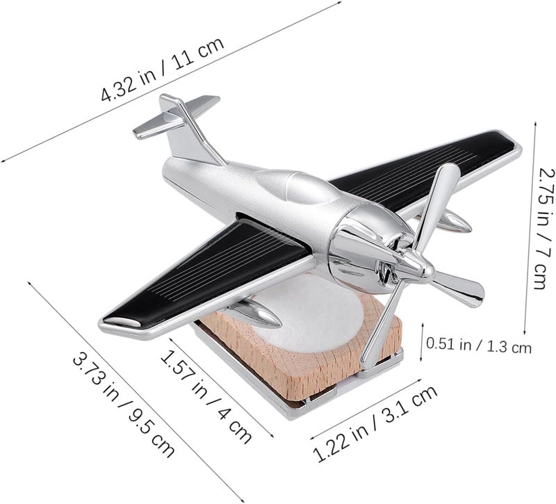 Healifty Solar Powered Rotating Helicopter Car Aromatherapy Ornament Dashboard Decoration Silver Without Perfume Creative Automotive Air Freshener for Smoke and Gasoline Odor Removal - Image 2
