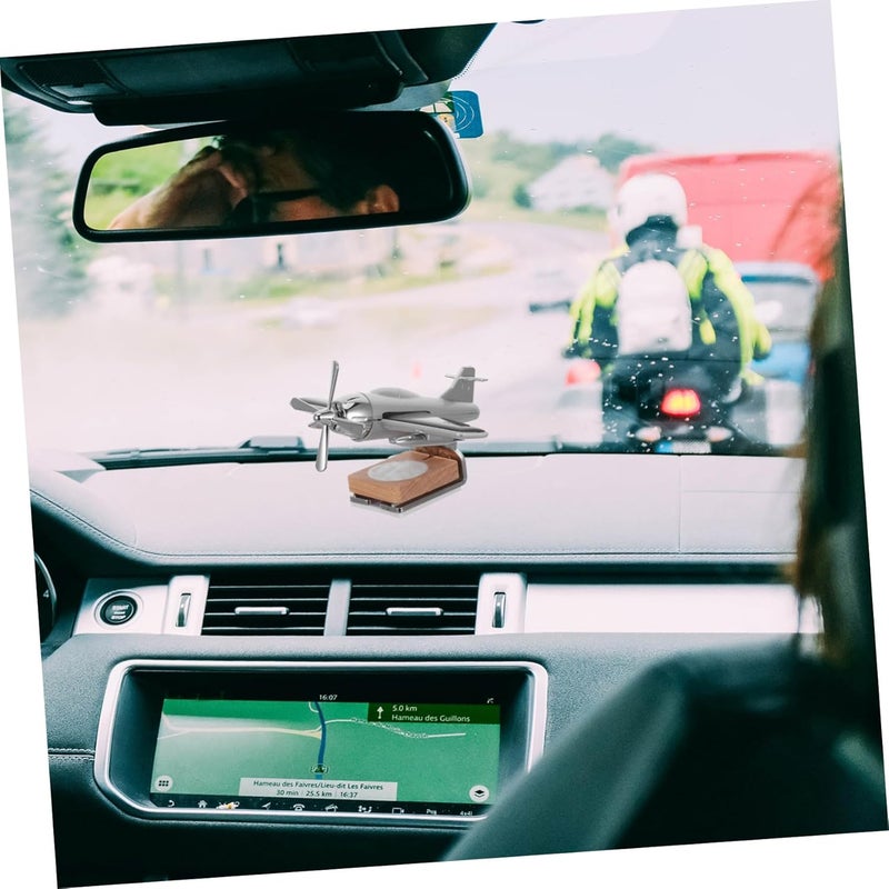 Healifty Solar Powered Rotating Helicopter Car Aromatherapy Ornament Dashboard Decoration Silver Without Perfume Creative Automotive Air Freshener for Smoke and Gasoline Odor Removal - Image 4