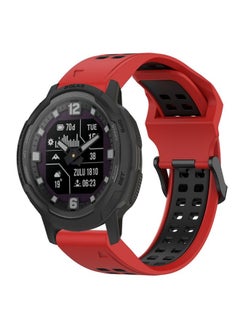 Replacement Strap For Garmin Instinct Crossover 22mm Two-Color Reverse Buckle Silicone Watch Band Red+Black