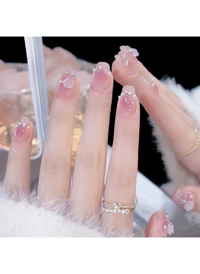 Goolsky أظافر ضغط على شكل صليب من كروم هارتس مع ماسة متكسرة لأسلوب عصري لامع - Image 2