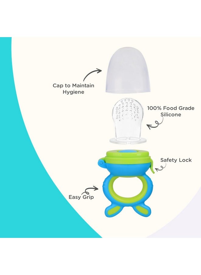R for Rabbit R for Rabbit First Feed Bunny Nibbler Soft Silicon Chewing Fruit Feeder for Babies | Baby Fruit & Food Veggie Teether |Hygenic & BPA Free | Pacifier for Infant 3+ Months (Green-Blue)  - Image 2