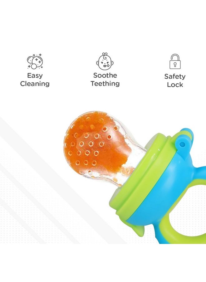 R for Rabbit R for Rabbit First Feed Bunny Nibbler Soft Silicon Chewing Fruit Feeder for Babies | Baby Fruit & Food Veggie Teether |Hygenic & BPA Free | Pacifier for Infant 3+ Months (Green-Blue)  - Image 4