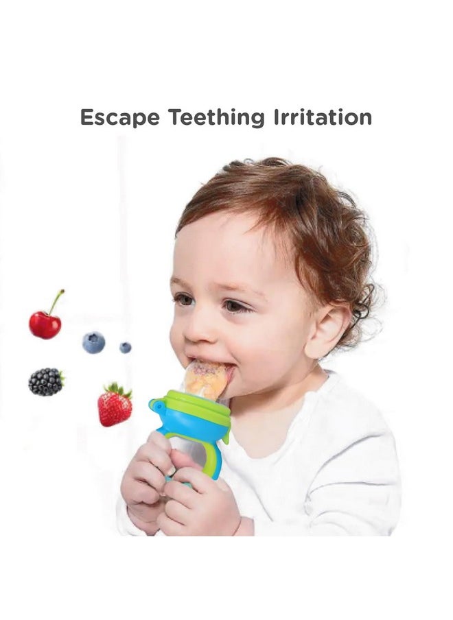 R for Rabbit R for Rabbit First Feed Bunny Nibbler Soft Silicon Chewing Fruit Feeder for Babies | Baby Fruit & Food Veggie Teether |Hygenic & BPA Free | Pacifier for Infant 3+ Months (Green-Blue)  - Image 3