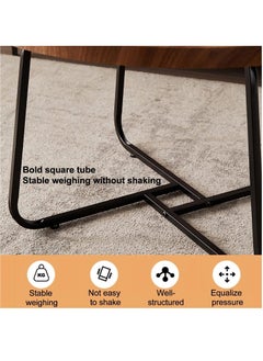 LEDIN Round End Table Set of 2 Industrial Side Table Nesting Set with Rustic Wood Raised Tray Top Edge and Metal Leg Sofa Tables Coffee Table for Living Room Bedroom Farmhouse Hotel Small Space Waln  - Image 3