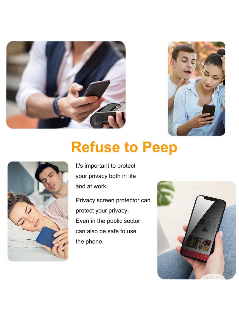 NAFO [2+2 Pack] iPhone 14 Plus Privacy Screen Protector with Camera Lens Protector Full Coverage Anti-Spy Tempered Glass Film 9H Hardness Upgrade Edge Protection Easy Installation Bubble Free Specially De - Image 2