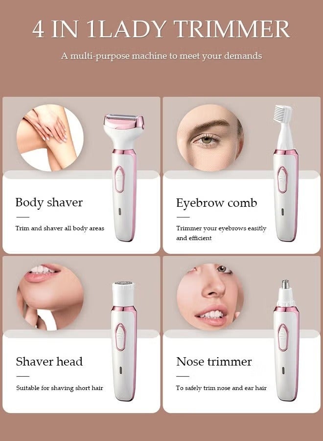 Bolivia's 4 in 1 Facial Hair Remover for Women - Painless Epilator & Shaver forLegs, Face, Arms & Bikini Line - Cordless, USB Rechargeable, IPX7 Waterproof - Image 2