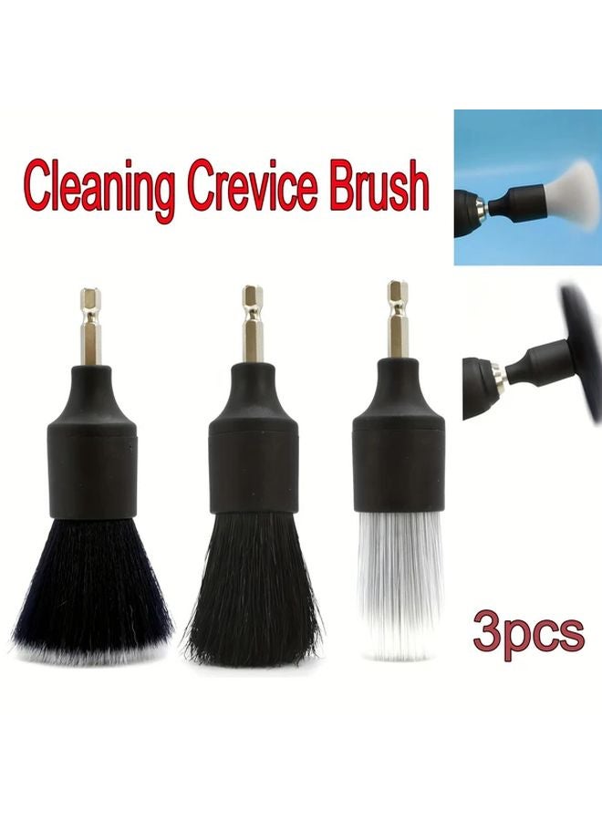 3Pcs Car Interior Detailing Brushes Set for Crevice Cleaning and Drill Washing Tools - Image 1