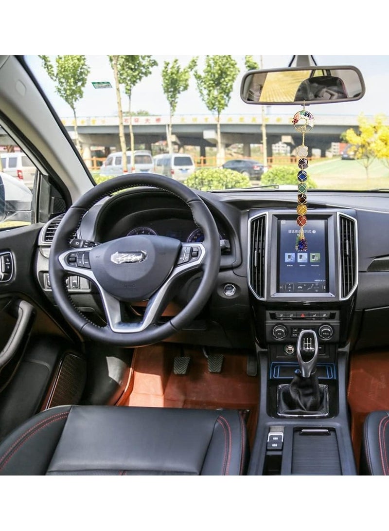 كاست ويف سيارة زخرفة شجرة الحياة يدويا 7 قطعة من حجر الشاكرات الكريستال علاج شجرة الحياة ديكور المنزل - Image 3