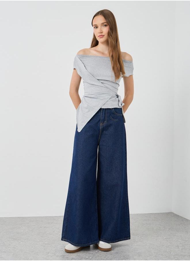Take Two Take Two Off Shoulder Wrap Tie Detail Top  - Image 2