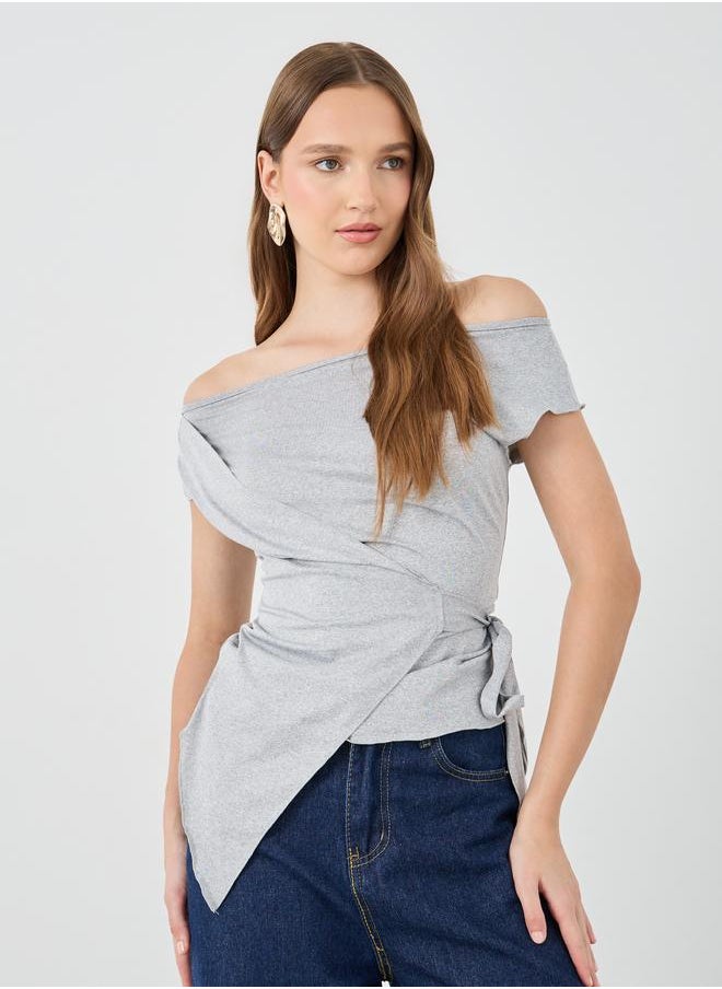 Take Two Take Two Off Shoulder Wrap Tie Detail Top  - Image 1