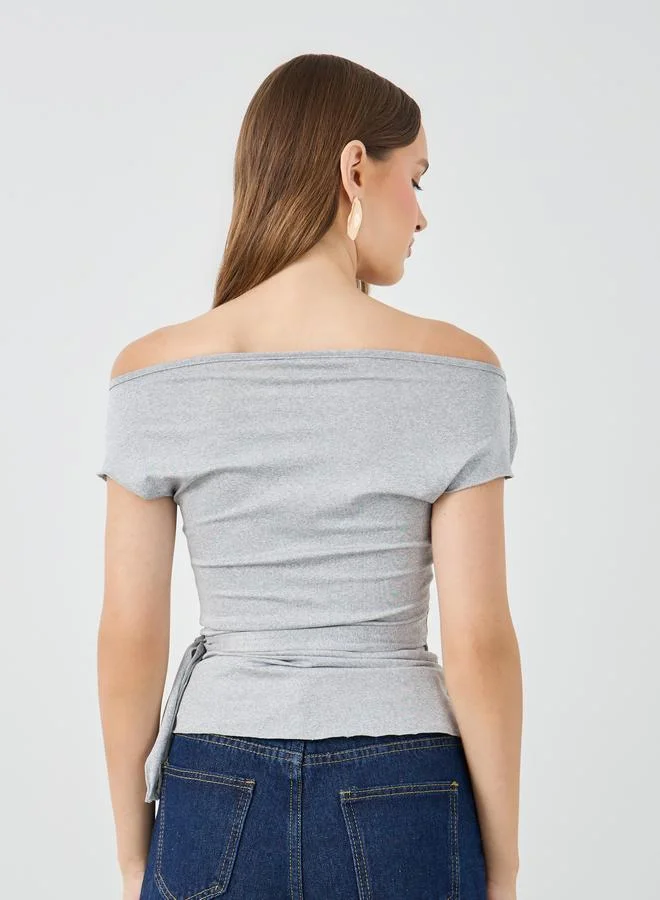 Take Two Take Two Off Shoulder Wrap Tie Detail Top