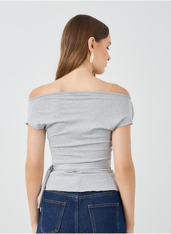 Take Two Take Two Off Shoulder Wrap Tie Detail Top  - Image 4