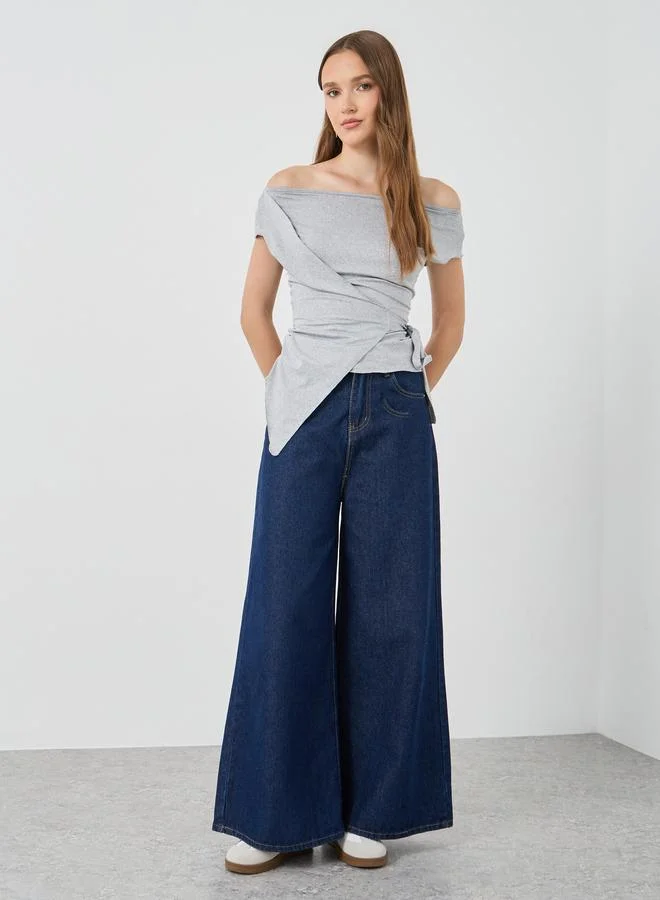 Take Two Off Shoulder Wrap Tie Detail Top