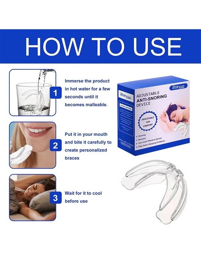 إيلهو مكافحة الشخير حارس الفم ، حارس الفم القابلة لإعادة الاستخدام لوقف الشخير في الليل أجهزة مكافحة الشخير مع الراحة حجم الشخير حارس الفم للرجال والنساء - Image 3