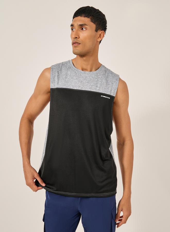 Styli Slogan Print Color Block Sleeveless Tank  - Image 1