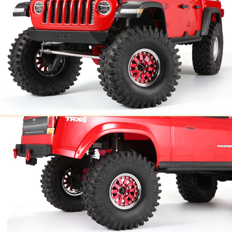 كووو عجلات Coowoo RC ترقية 1.9 في Beadlock Wheels إزاحة قابلة للتعديل لـ 1/10 TRX6 TRX4 أو SCX10 RC مصنوعة من مجموعة من سبيكة الألومنيوم على شكل مجموعة من 4 RED - Image 3