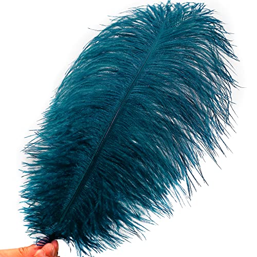 Soarer Teal Colorful Ostrich Feathers 15pcs 1214inche for vaseCake TopHats and Wedding Home Decoration Teal - Image 3