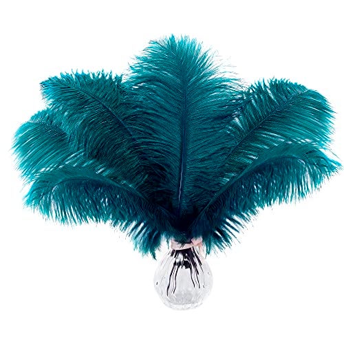 Soarer Teal Colorful Ostrich Feathers 15pcs 1214inche for vaseCake TopHats and Wedding Home Decoration Teal - Image 1